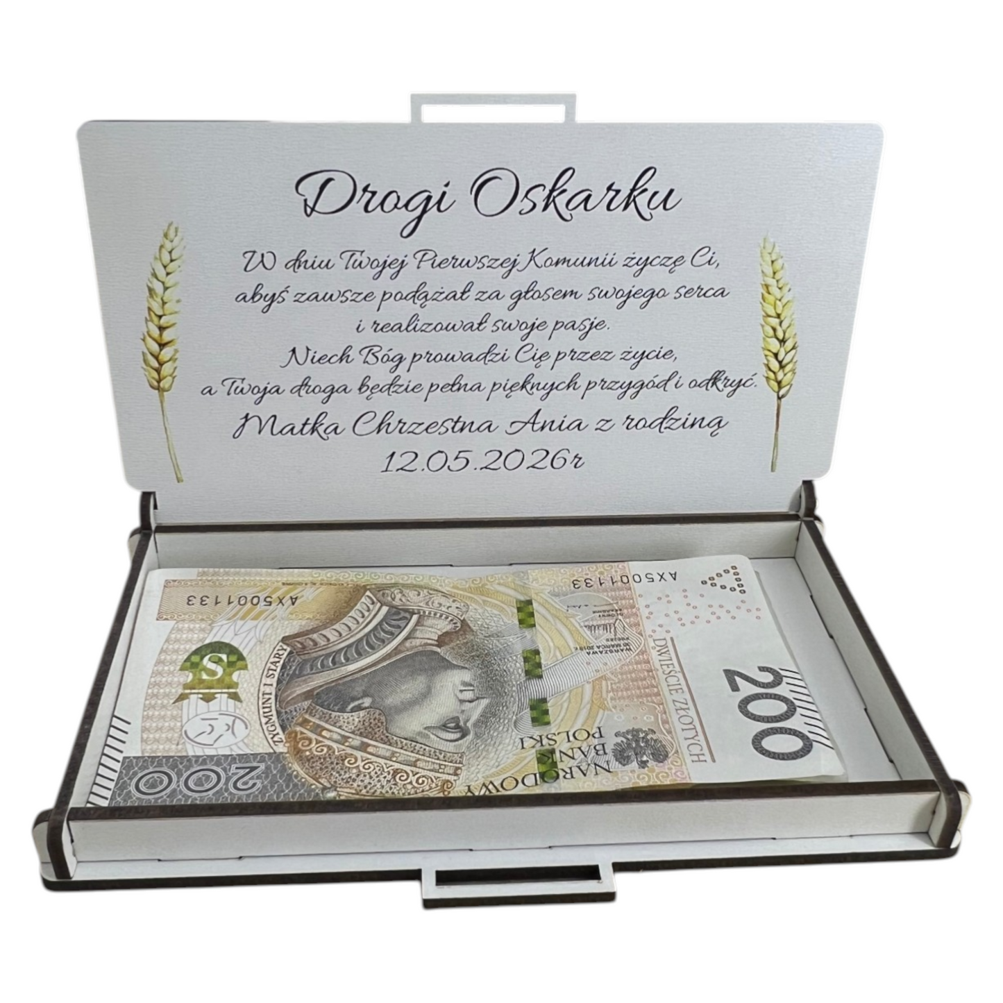 Personalizowane pudełko na pieniądze – Pamiątka Pierwszej Komunii Świętej Chłopiec