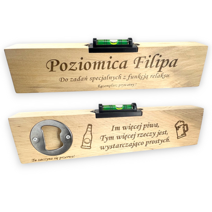 Prezent  Poziomica z Otwieraczem Personalizowana  Urodziny Imieniny Grawer