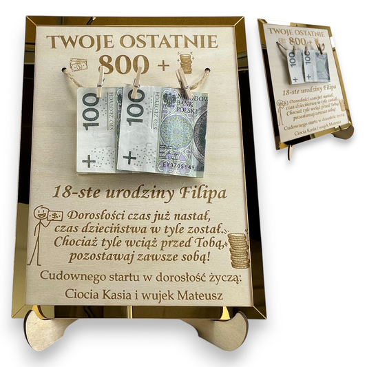 Ramka na pieniądze Twoje Ostatnie 800+