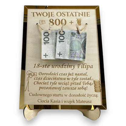 Ramka na pieniądze Twoje Ostatnie 800+
