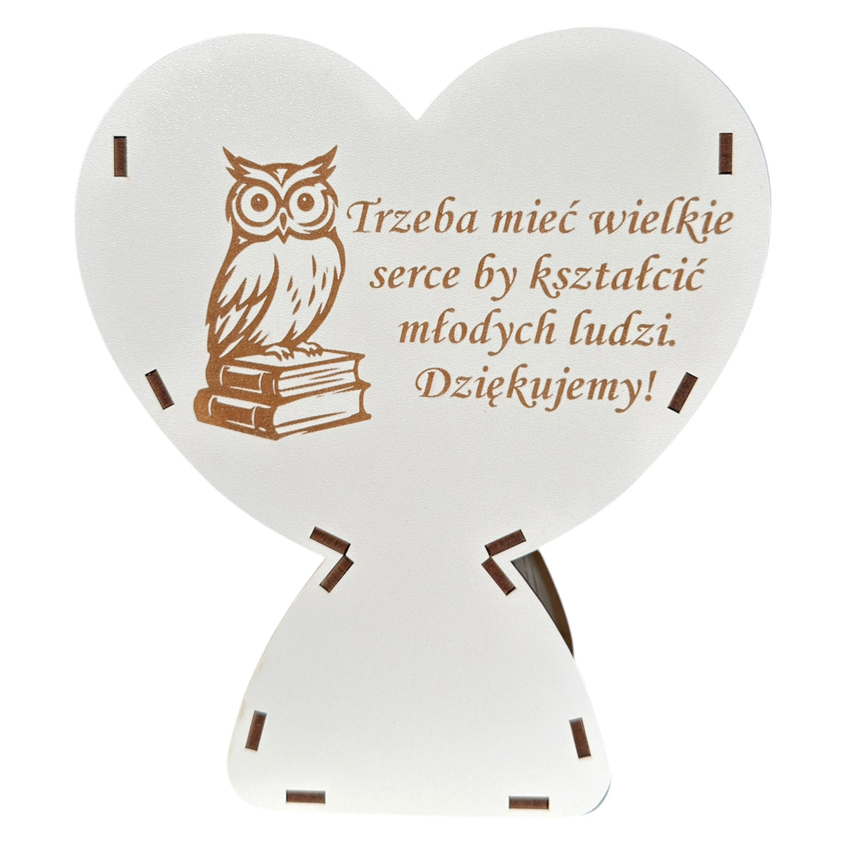 Kielich na dzień nauczyciela, grawerowana sowa z wierszem