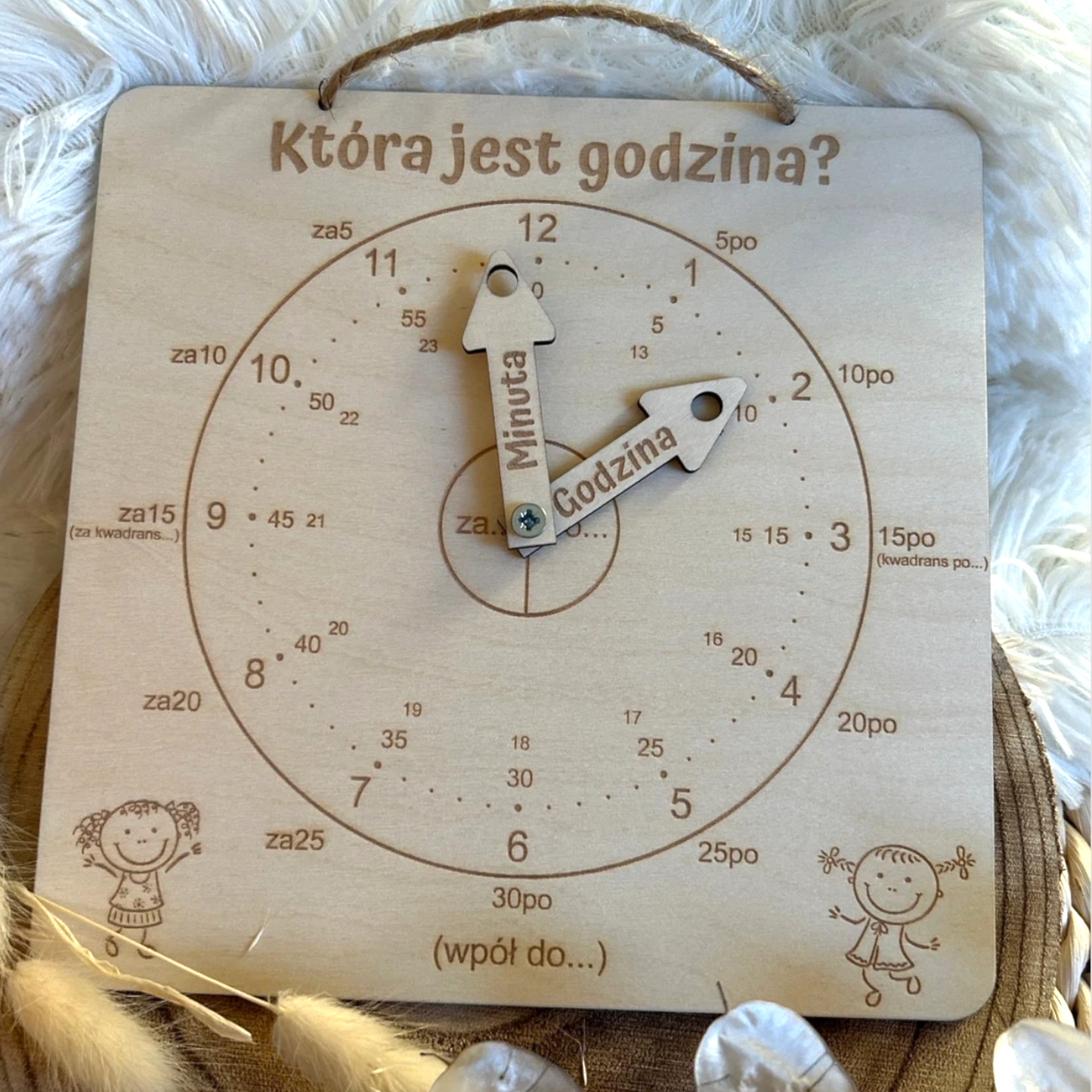 ZEGAR EDUKACYJNY dla dzieci do NAUKI GODZIN w domu prezent dla dziecka XL